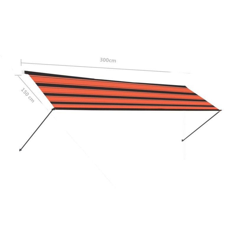 vidaXL Zaťahovacia markíza s LED 300x150 cm oranžová a hnedá
