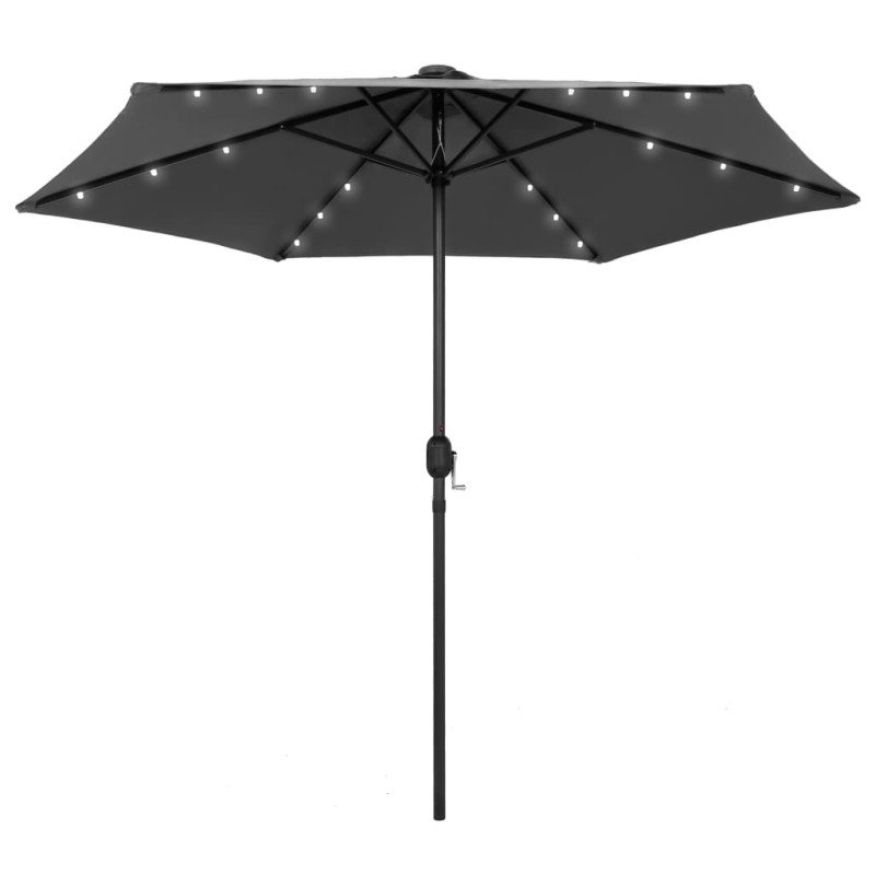 vidaXL Slnečník s LED a hliníkovou tyčou 270 cm, antracitový