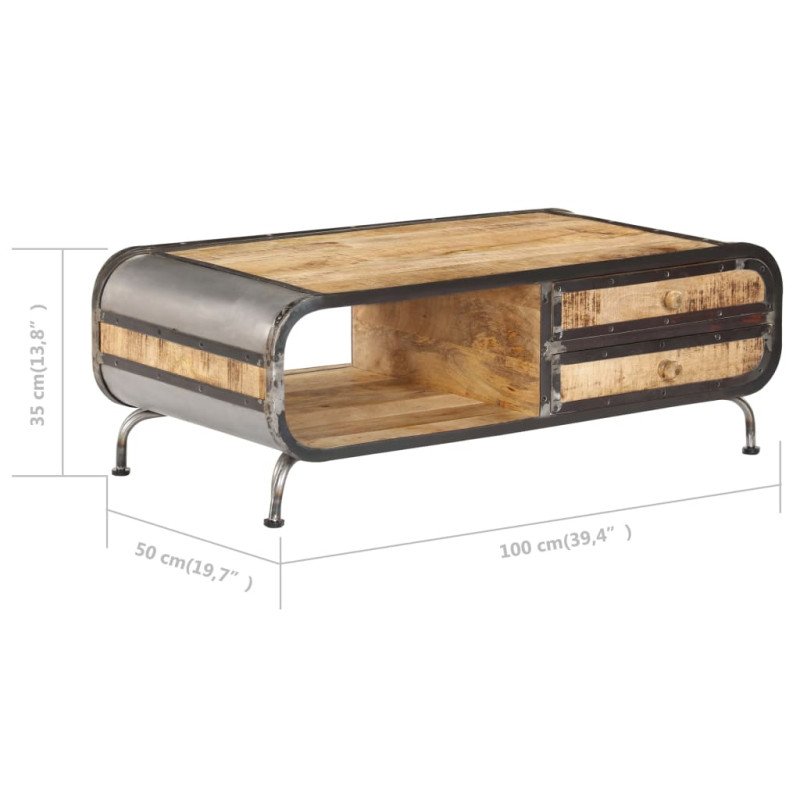 vidaXL Konferenčný stolík 100x50x35 cm masívne mangovníkové drevo