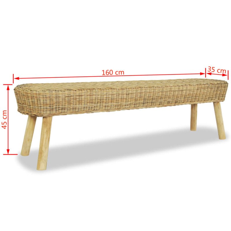 vidaXL Lavička do haly, 160x35x45 cm, prírodná farba, ratanová