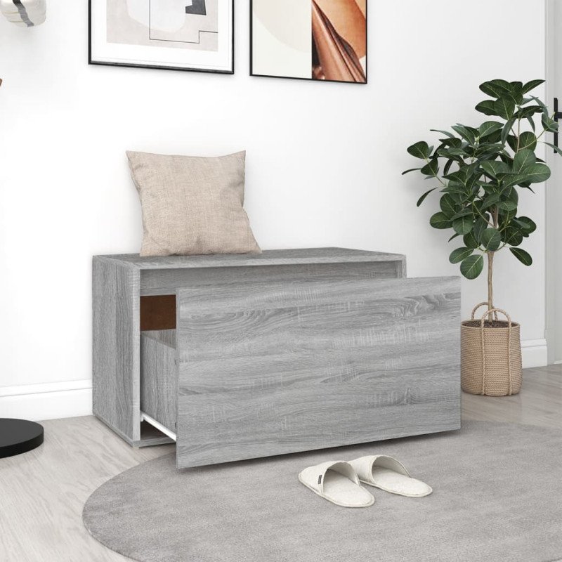 vidaXL Lavica do chodby 80x40x45 cm sivý dub sonoma spracované drevo