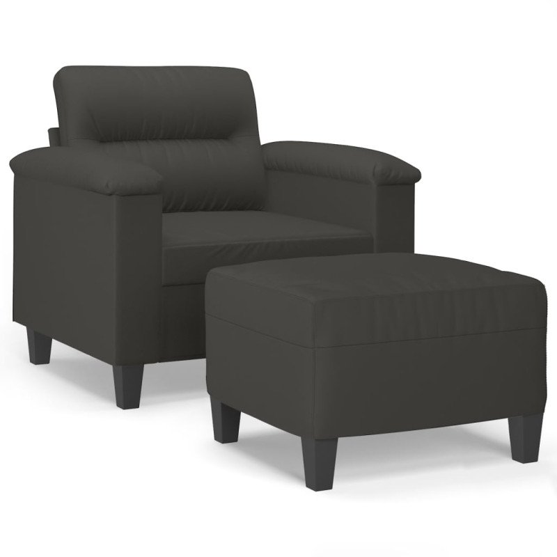 vidaXL Kreslo s podnožkou tmavosivé 60 cm mikrovlákno látkové