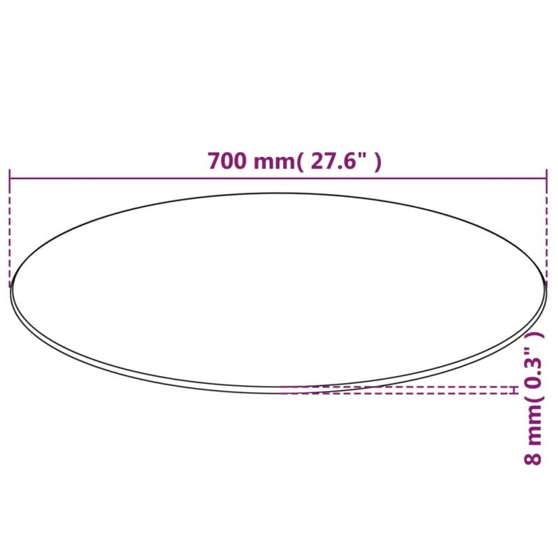 vidaXL Stolová doska z tvrdeného skla, okrúhla, 700 mm 