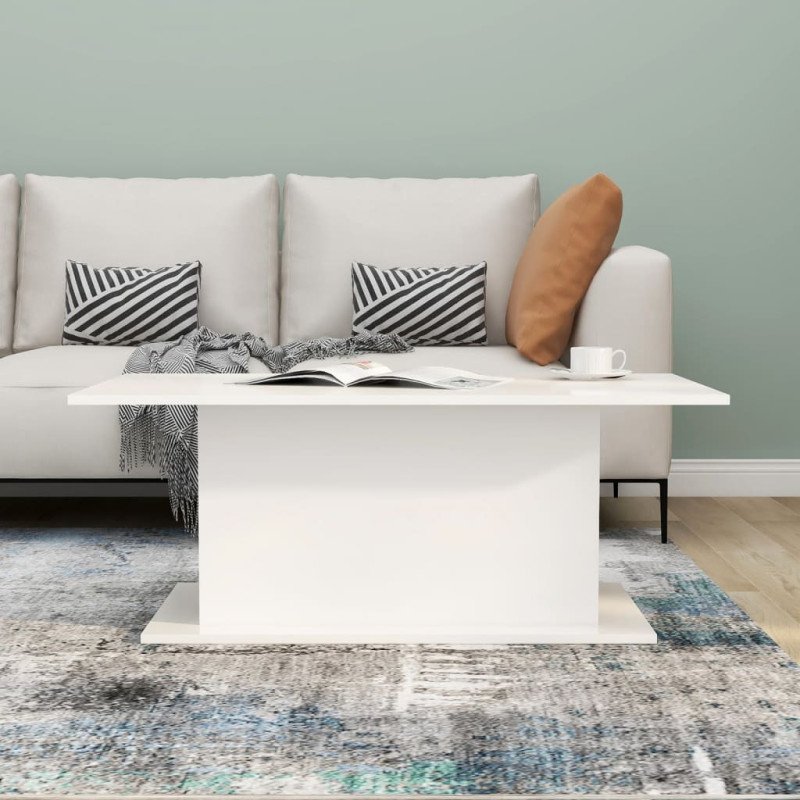 vidaXL Konferenčný stolík lesklý biely 102x55,5x40 cm drevotrieska