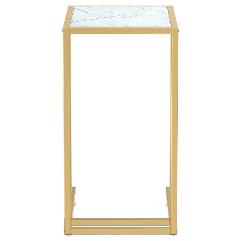 vidaXL Počítačový bočný stolík biely mramor 50x35x65 cm tvrdené sklo