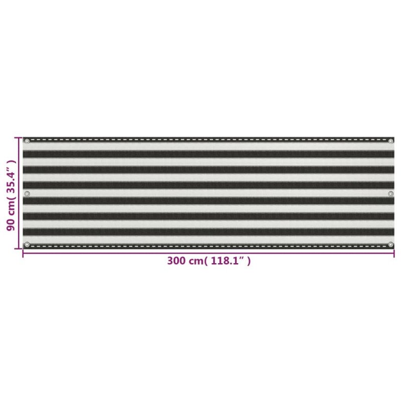 vidaXL Tieniaca plachta na balkón z HDPE 90x300 cm antracitová a biela