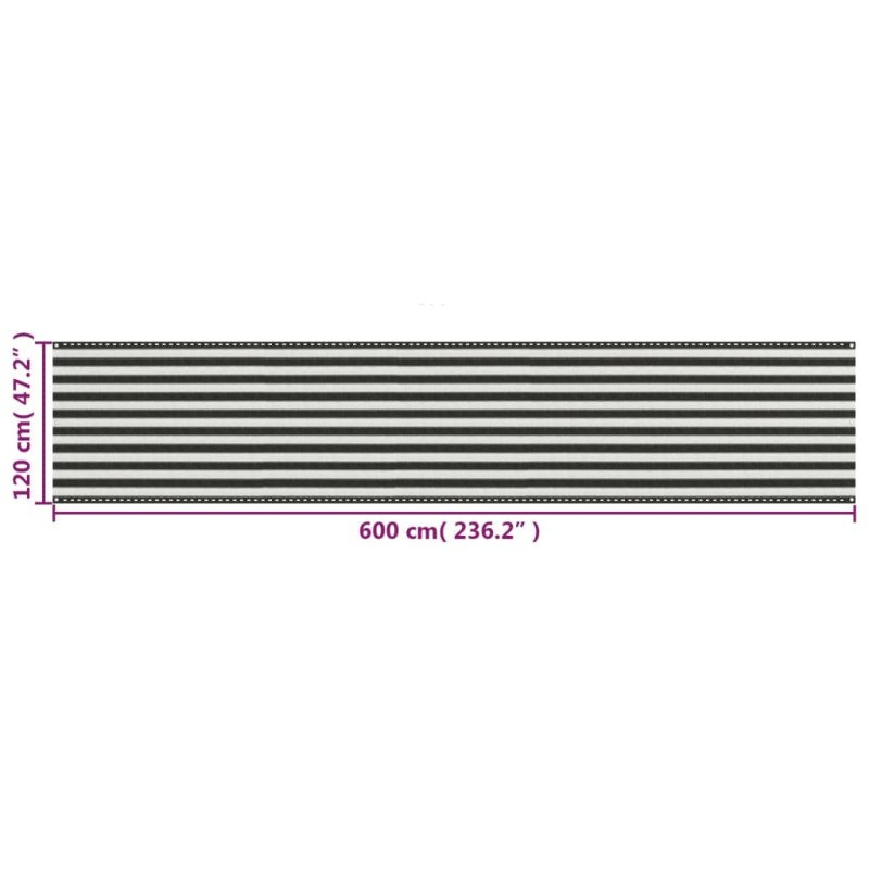 vidaXL Tieniaca plachta na balkón z HDPE 120x600 cm antracitová a biela