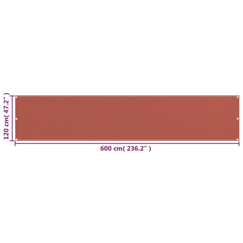 vidaXL Balkónová markíza tehlovočervená 120x600 cm HDPE