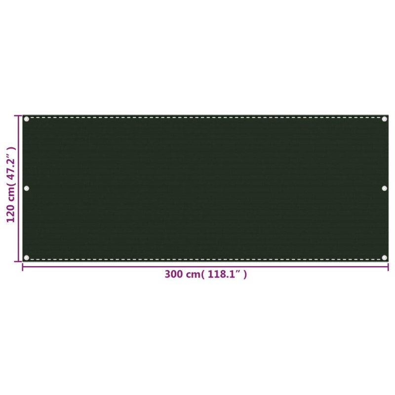 vidaXL Balkónová markíza tmavozelená 120x300 cm HDPE