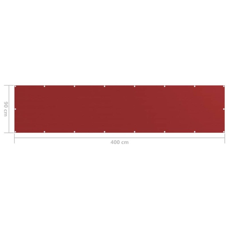 vidaXL Balkónová markíza, červená 90x400 cm, HDPE