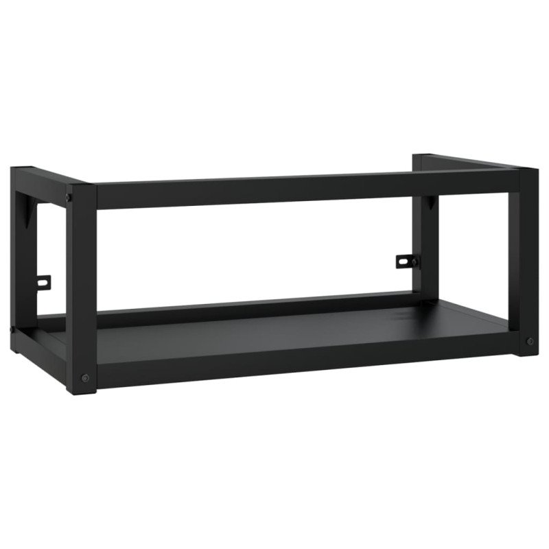 vidaXL Nástenný rám na umývadlo čierny 79x38x31 cm železo 