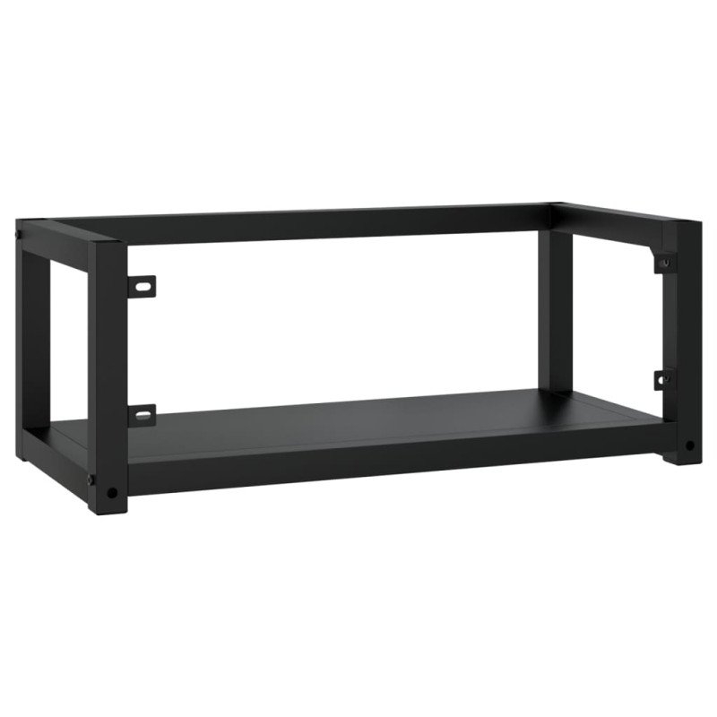 vidaXL Nástenný rám na umývadlo čierny 79x38x31 cm železo 
