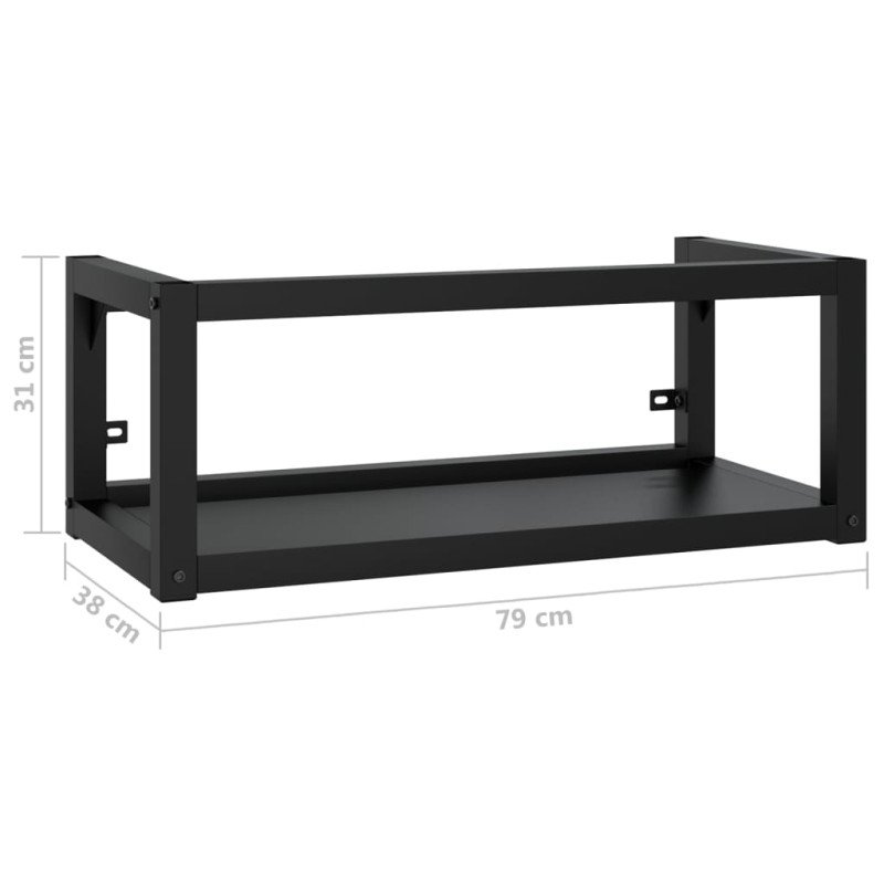 vidaXL Nástenný rám na umývadlo čierny 79x38x31 cm železo 