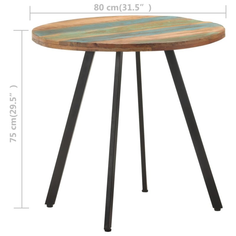 vidaXL Jedálenský stôl 80 cm recyklovaný masív