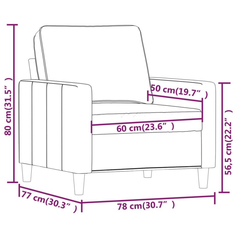 vidaXL Kreslo tmavosivé 60 cm zamat