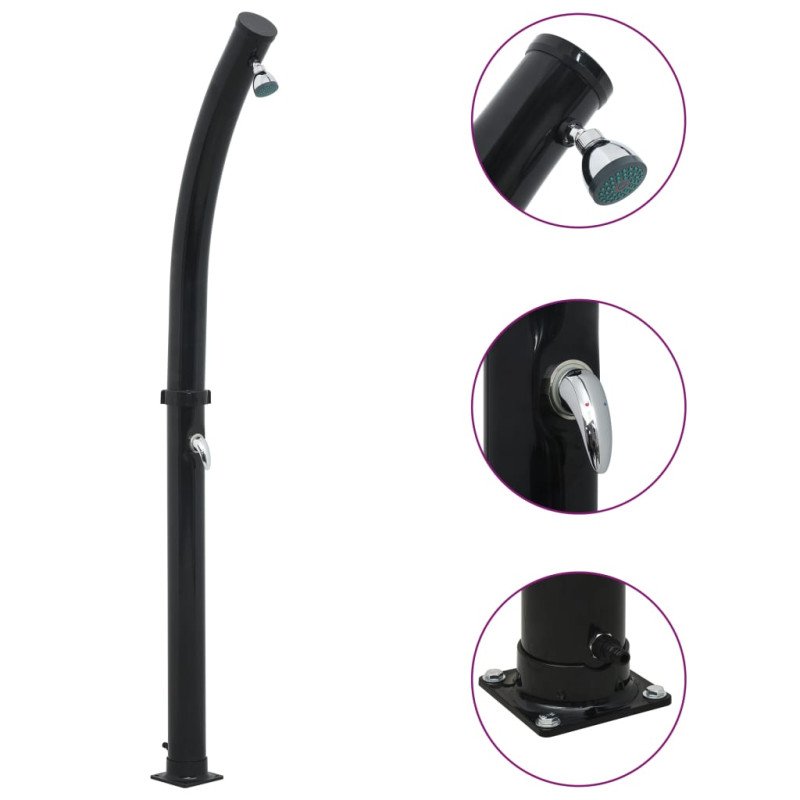 vidaXL Solárna sprcha čierna 214 cm 20 l