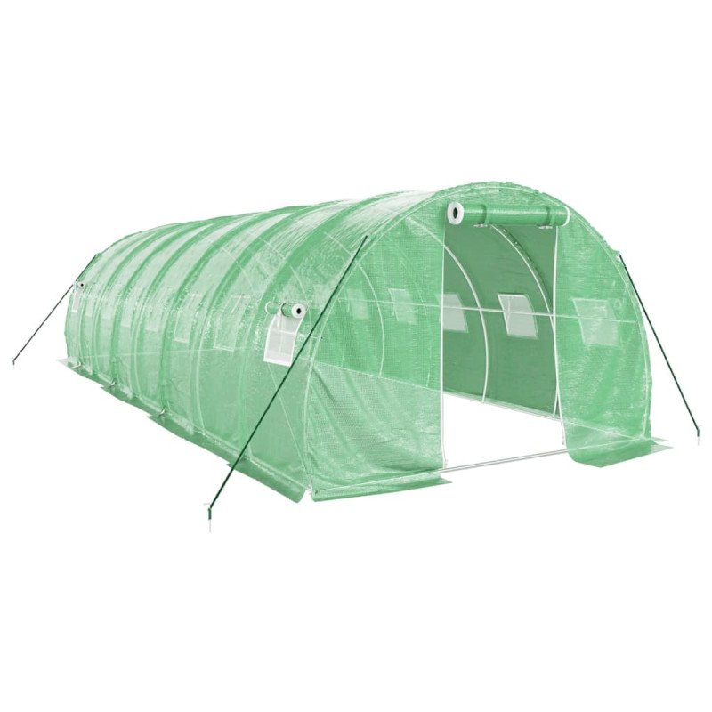 vidaXL Fóliovník s oceľovým rámom zelený 24 m² 8x3x2 m