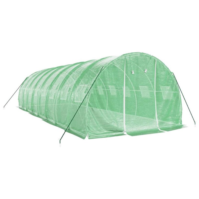 vidaXL Fóliovník s oceľovým rámom zelený 24 m² 8x3x2 m