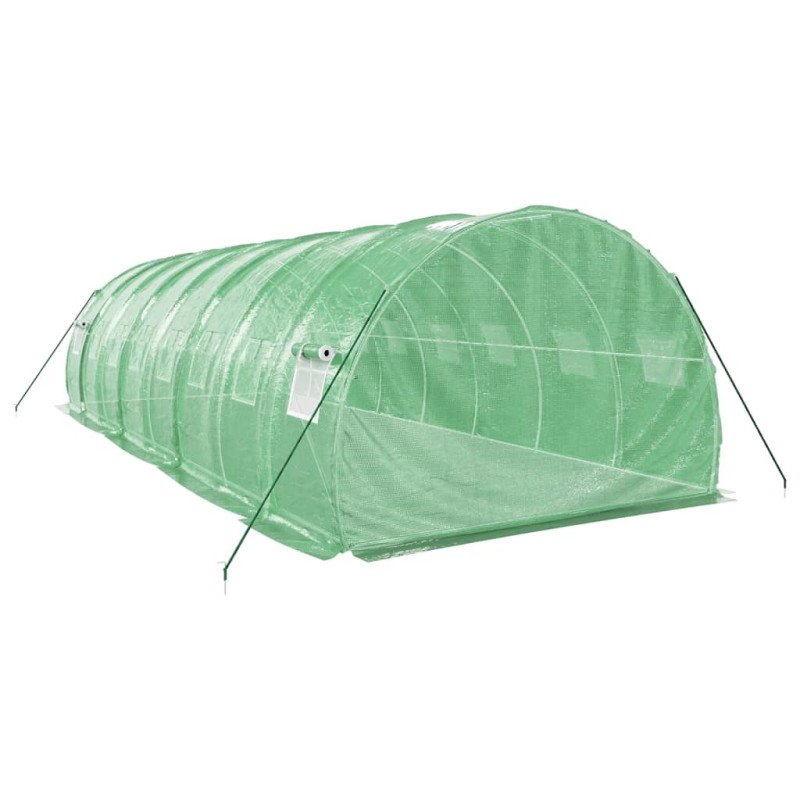 vidaXL Fóliovník s oceľovým rámom zelený 24 m² 8x3x2 m