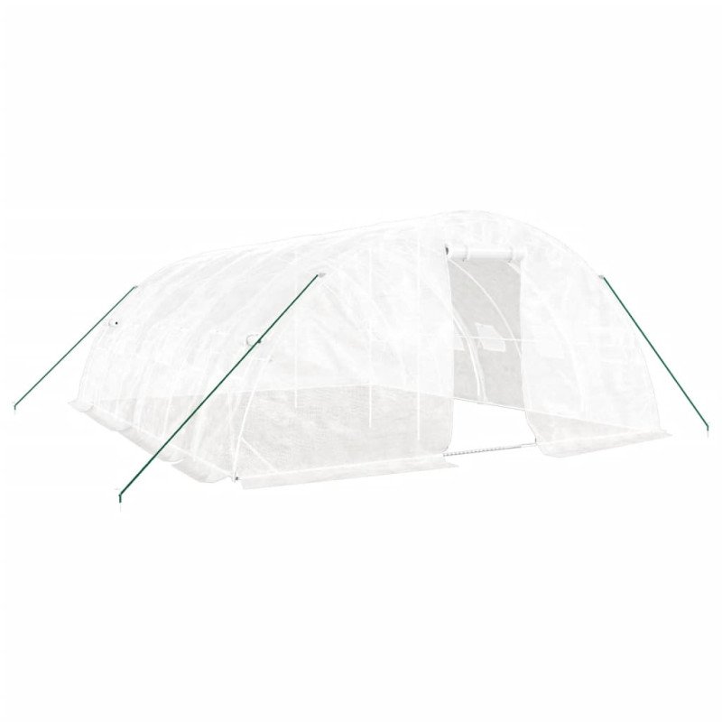 vidaXL Fóliovník s oceľovým rámom biely 30 m² 5x2x2,3 m