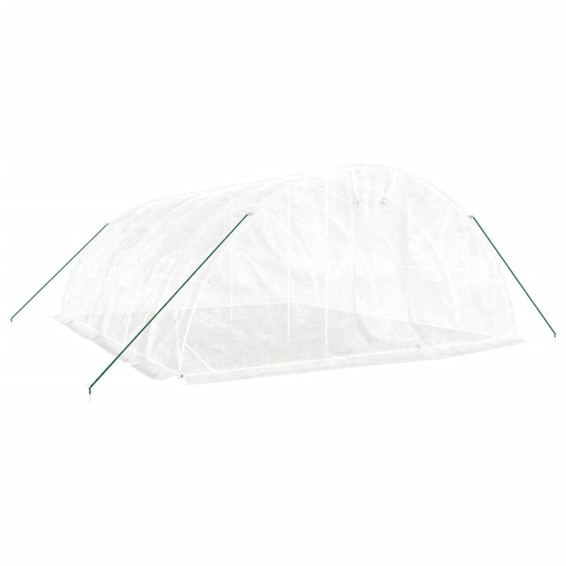 vidaXL Fóliovník s oceľovým rámom biely 30 m² 5x2x2,3 m