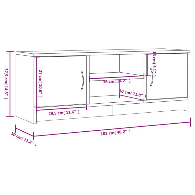 vidaXL TV skrinka lesklá biela 102x30x37,5 cm kompozitné drevo