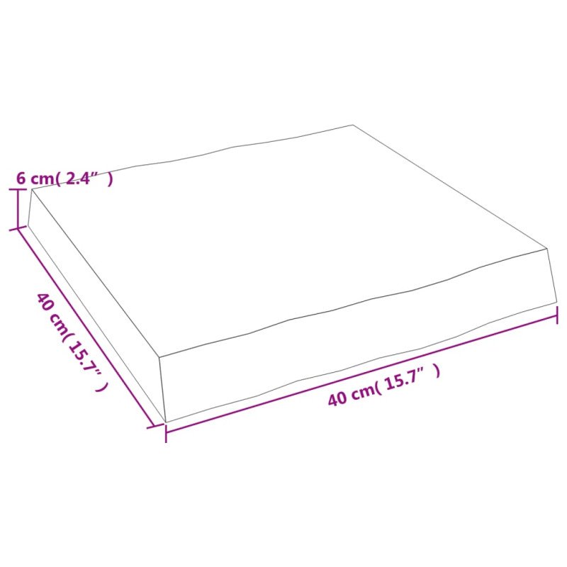 vidaXL Stolová doska tmavohnedá 40x40x(2-6)cm ošetrený masív hrany