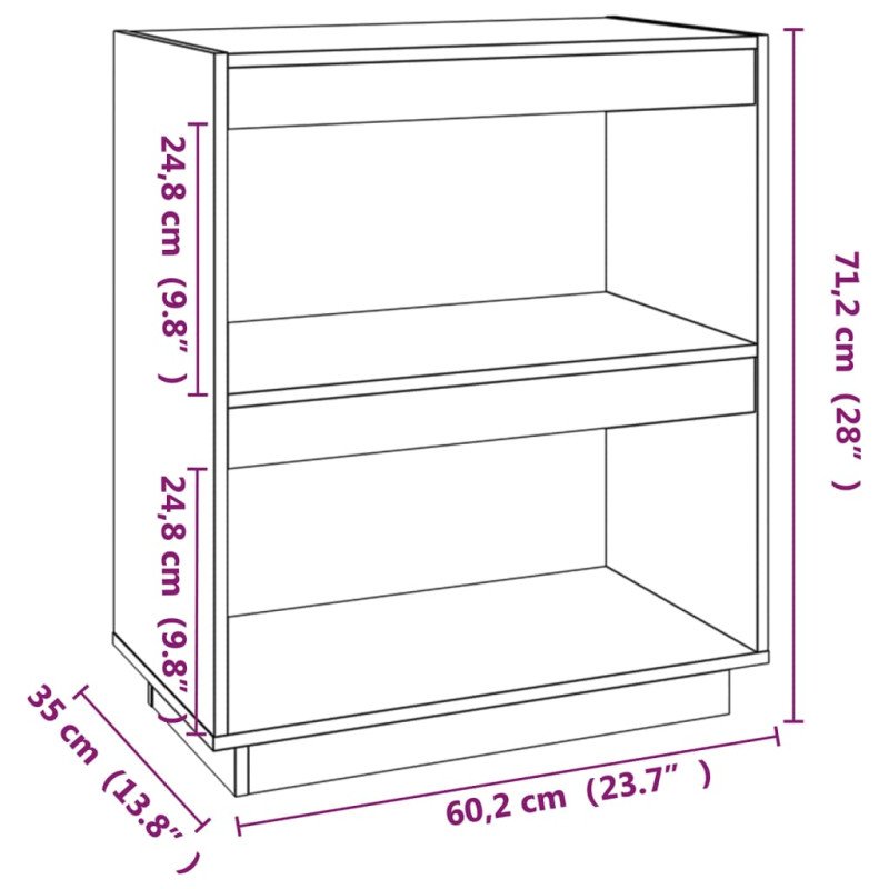 vidaXL Knižnica medovo-hnedá 60x35x71 cm masívna borovica