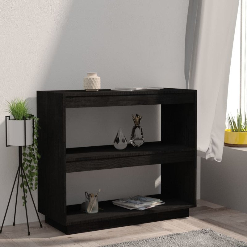 vidaXL Knižnica čierna 80x35x71 cm borovicový masív