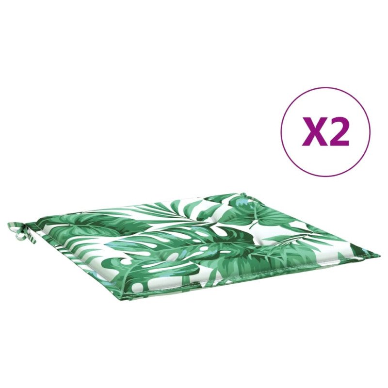 vidaXL Podložky na stoličku 2 ks vzor listov 50x50x3 cm látka