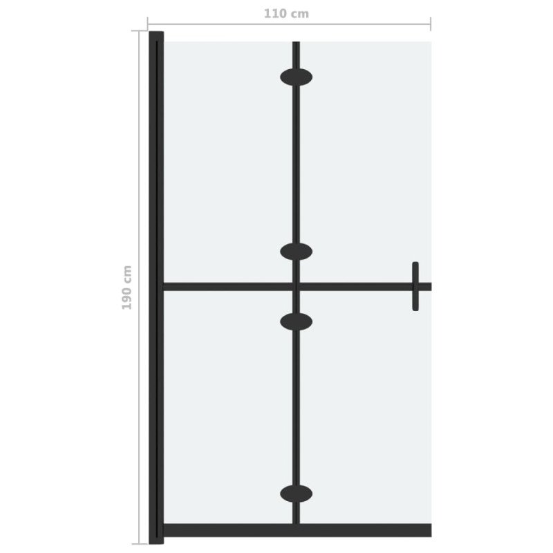 vidaXL Skladacia sprchová zástena nepriehľadné ESG sklo 110x190 cm
