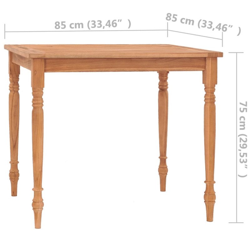 vidaXL Stôl Batavia 85x85x75 cm tíkový masív