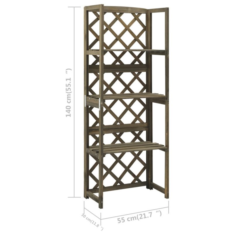 vidaXL Mriežka na rastliny s poličkami 55x30x140 cm masívne jedľové drevo