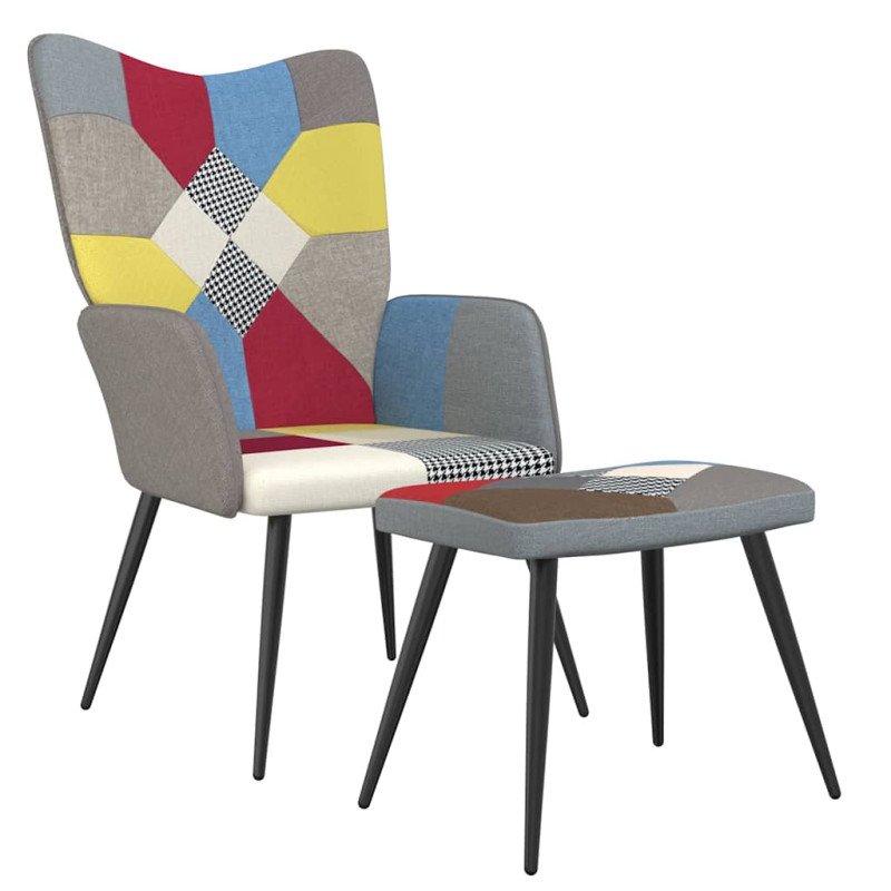 vidaXL Relaxačné kreslo s podnožkou patchwork látka