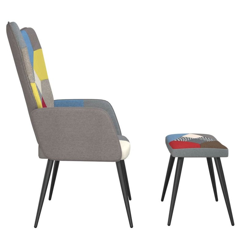 vidaXL Relaxačné kreslo s podnožkou patchwork látka