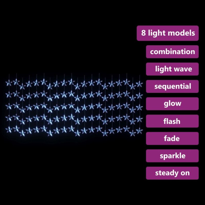 vidaXL LED svetelný záves s hviezdami 500 LED modrý 8 funkcií