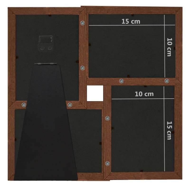 vidaXL Kolážový fotorámik na 4 fotky (10x15 cm) tmavohnedý MDF