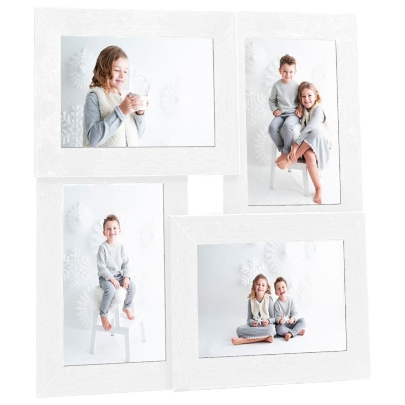 vidaXL Kolážový fotorámik na 4 fotky (10x15 cm) biely MDF