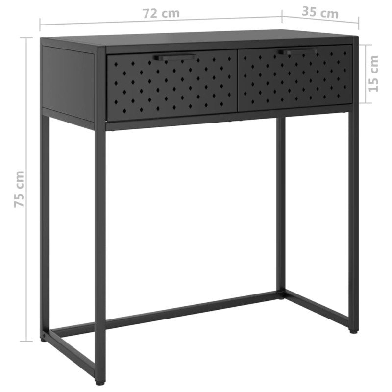 vidaXL Konzolový stolík antracitová 72x35x75 cm oceľ