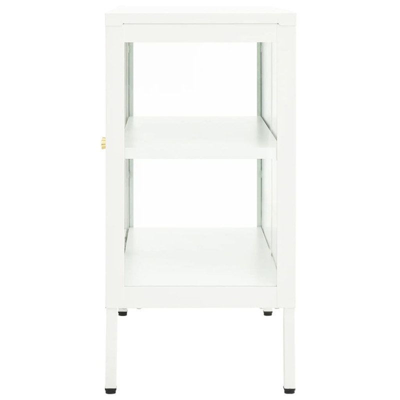 vidaXL Komoda biela 70x35x70 cm oceľ a sklo