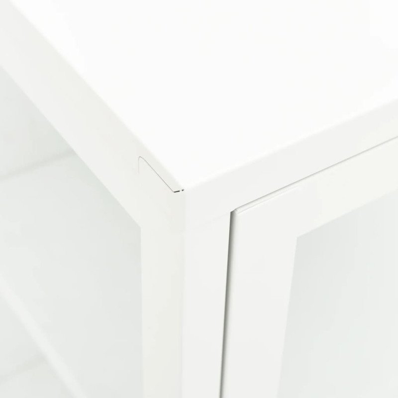 vidaXL Komoda biela 70x35x70 cm oceľ a sklo