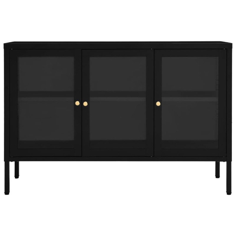 vidaXL Komoda čierna 105x35x70 cm oceľ a sklo