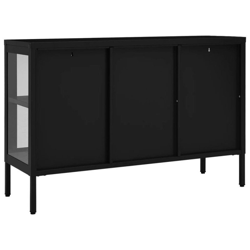 vidaXL Komoda čierna 105x35x70 cm oceľ a sklo