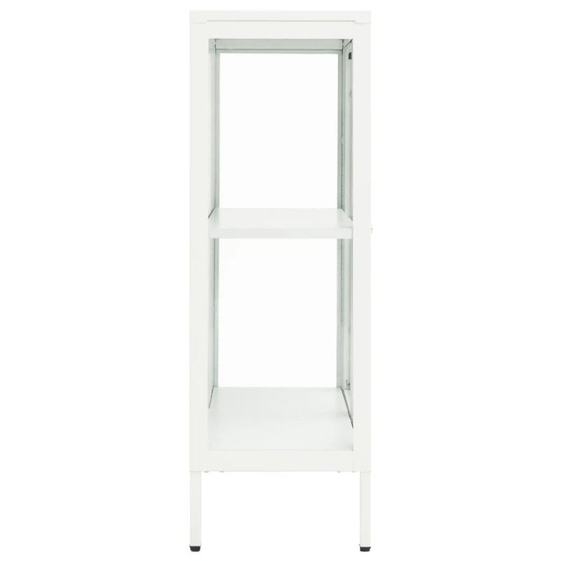 vidaXL Komoda biela 75x35x105 cm oceľ a sklo