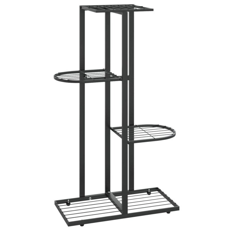 vidaXL 4-poschodový stojan na kvety 43x22x76 cm čierny kov
