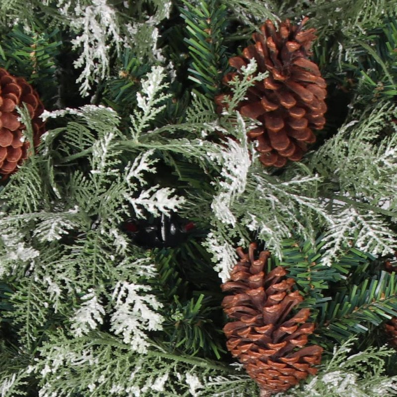 vidaXL Vianočný stromček a borovicové šišky zeleno-biely 225 cm PVC&PE