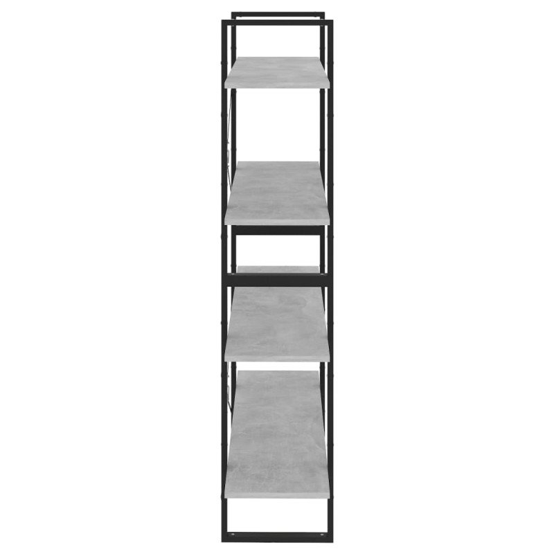 vidaXL 4-poschodová knižnica betónová sivá 100x30x140 cm drevotrieska