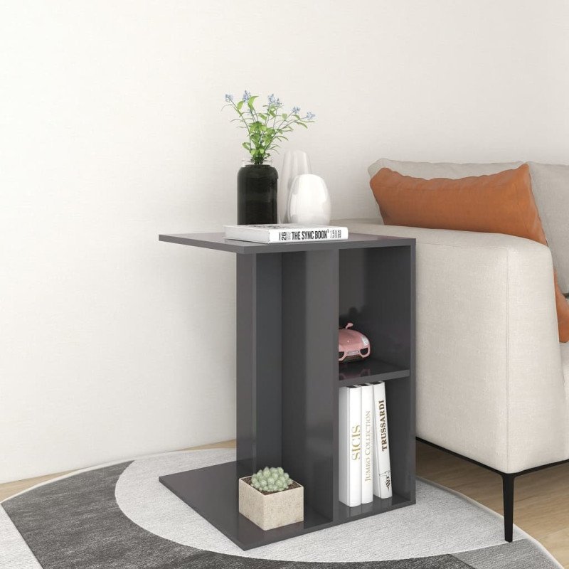 vidaXL Príručný stolík sivý 60x40x45 cm drevotrieska