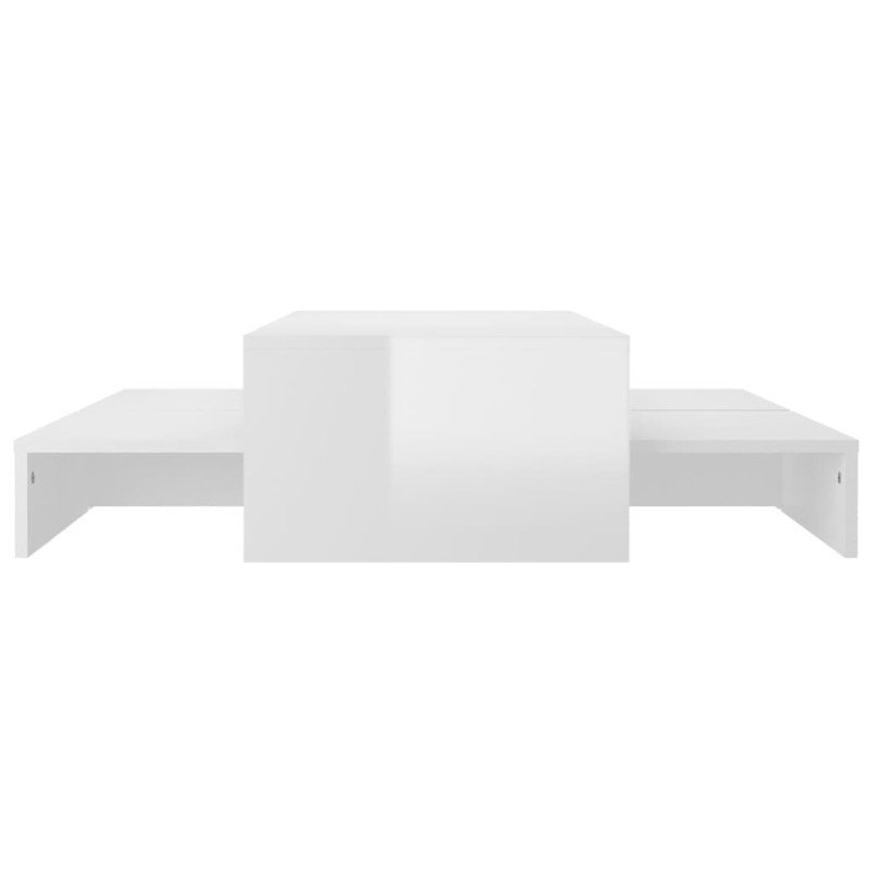 vidaXL Zasúvací konferenčný stolík lesklý biely 100x100x26,5 cm