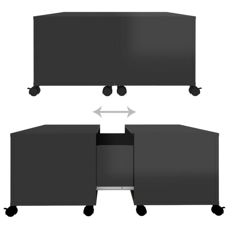vidaXL Konferenčný stolík lesklý čierny 75x75x38 cm drevotrieska